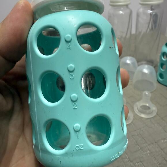 Lot 5 LifeFactory Glass Baby Bottles 2 Evenflo Size 1 Nipples Silicone Sleeves - Picture 7 of 8